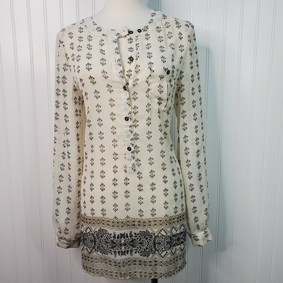 Knox Rose Tops - Knox Rose Button Down Long Sleeve Sheer Tunic